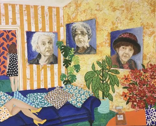 Interior Celebrating Nora Heysen, Grace Cossington Smith and Margaret Olley | 40 x 50 cm | Oil & acrylic on canvas | SOLD