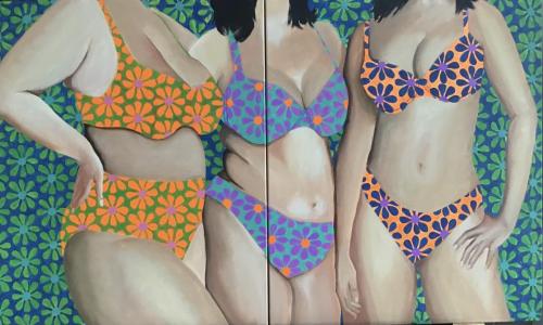 Three Women I | Oil & Acrylic on canvas | Diptych 51 x 61 cm x 2 | $1,500