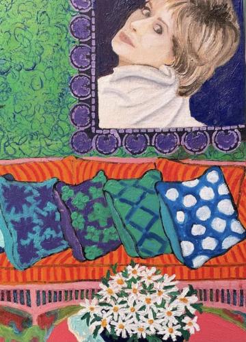 Interior celebrating Jane Fonda | Oil & Acrylic on canvas board framed | 40 x 50 cm | $490