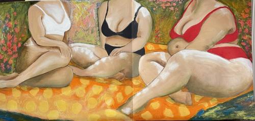 The Picnic | oil & Acrylic on paper unframed | 67 x 30 cm | $280