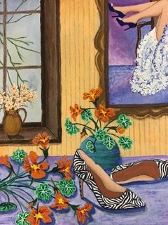 Nasturtiums & Shoes | Oil & Acrylic on deep edge canvas | 30x40cm I SOLD