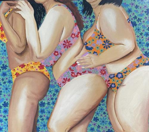 Three Women II | Oil & acrylic on canvas | 51 x 61 cm | SOLD