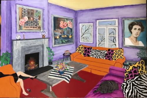 Interior celebrating Vanessa Bell oil & acrylic on board, framed | 92x61cm | SOLD