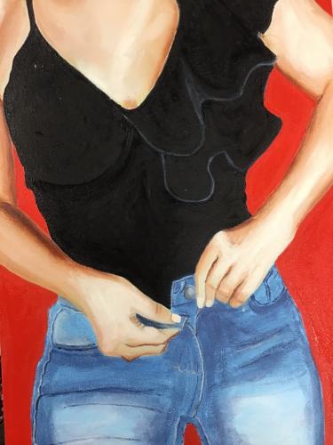 Woman in jeans | Oil & Acrylic on deep edge canvas | 30x40cm  I SOLD