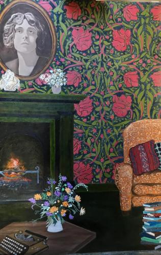 Interior celebrating Vita Sackville-West | oil & acrylic on board, framed | 61x92cm | SOLD