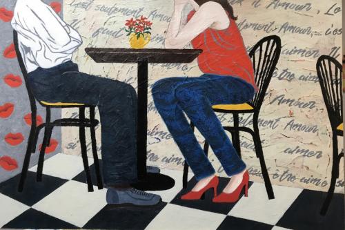 French café | oil & acrylic on board, framed | 92x61cm | $1,800