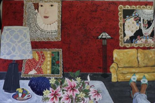 Interior celebrating Queen Elizabeth 1 | oil & acrylic on board, framed | 92x61cm